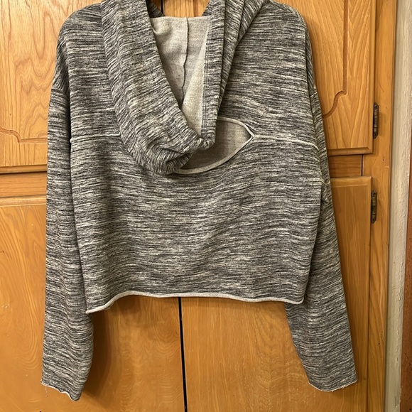 PINK by Victoria secret gray hoodie with ties and slit in the back size Large - Picture 4 of 5